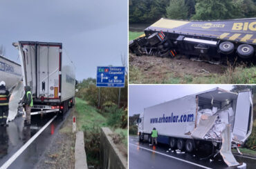 Un turc și un bulgar s-au „pupat“ cu TIR-urile pe DN 6